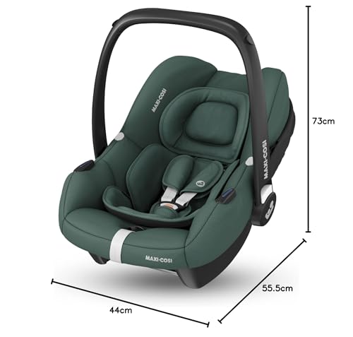 Maxi-Cosi CabrioFix i-Size, Babyschale, 0–12 Monate, max. 12 kg, leichter i-Size Kindersitz (3,2 kg), Sonnenverdeck, gepolsterter Sitz, für viele Maxi-Cosi Kinderwagen, Essential Black