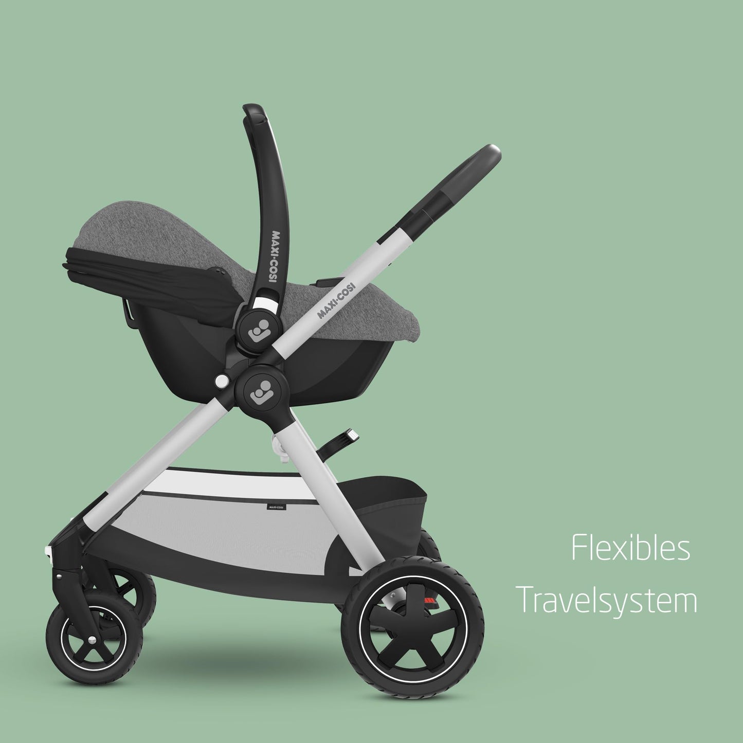 Maxi-Cosi CabrioFix i-Size, Babyschale, 0–12 Monate, max. 12 kg, leichter i-Size Kindersitz (3,2 kg), Sonnenverdeck, gepolsterter Sitz, für viele Maxi-Cosi Kinderwagen, Essential Black