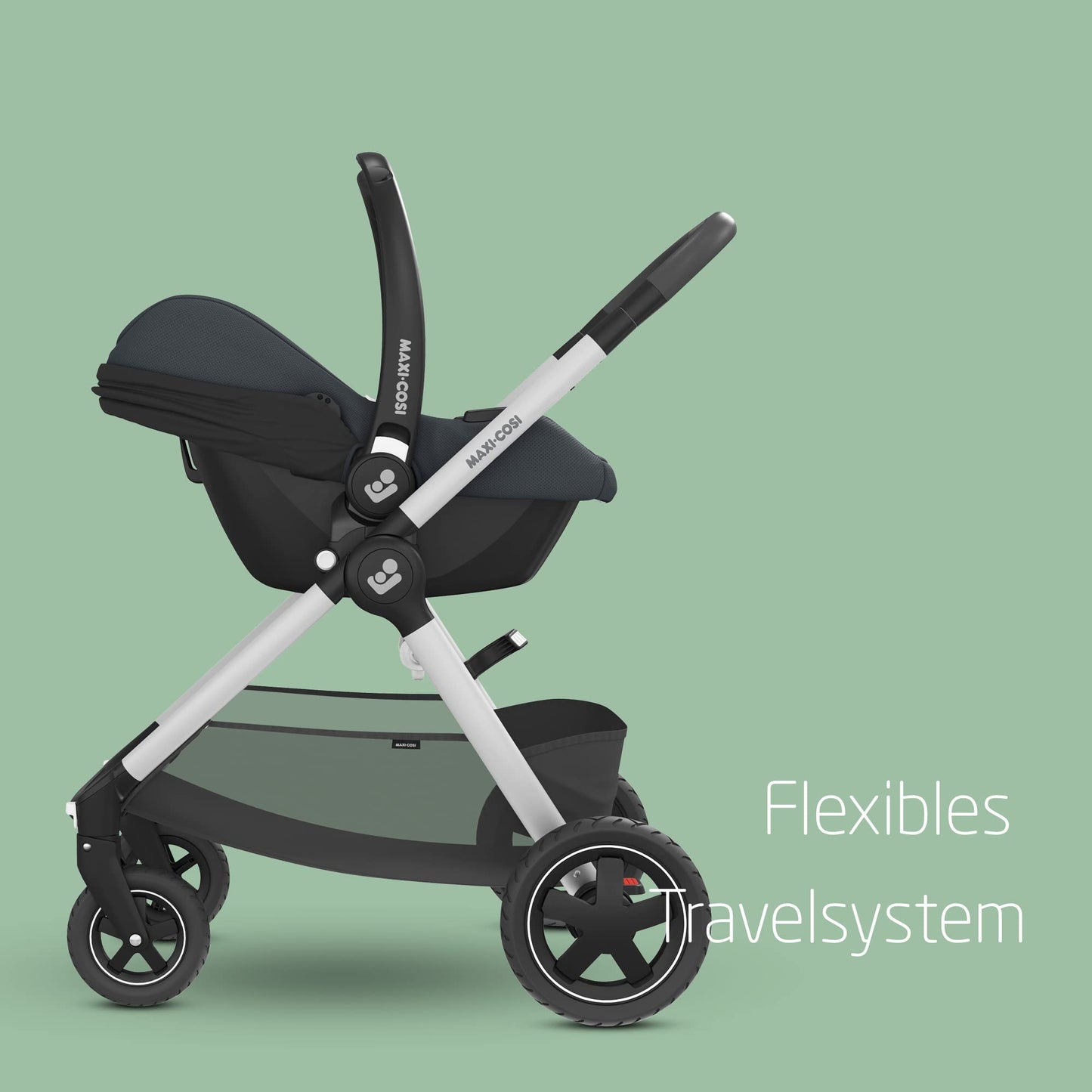 Maxi-Cosi CabrioFix i-Size, Babyschale, 0–12 Monate, max. 12 kg, leichter i-Size Kindersitz (3,2 kg), Sonnenverdeck, gepolsterter Sitz, für viele Maxi-Cosi Kinderwagen, Essential Black