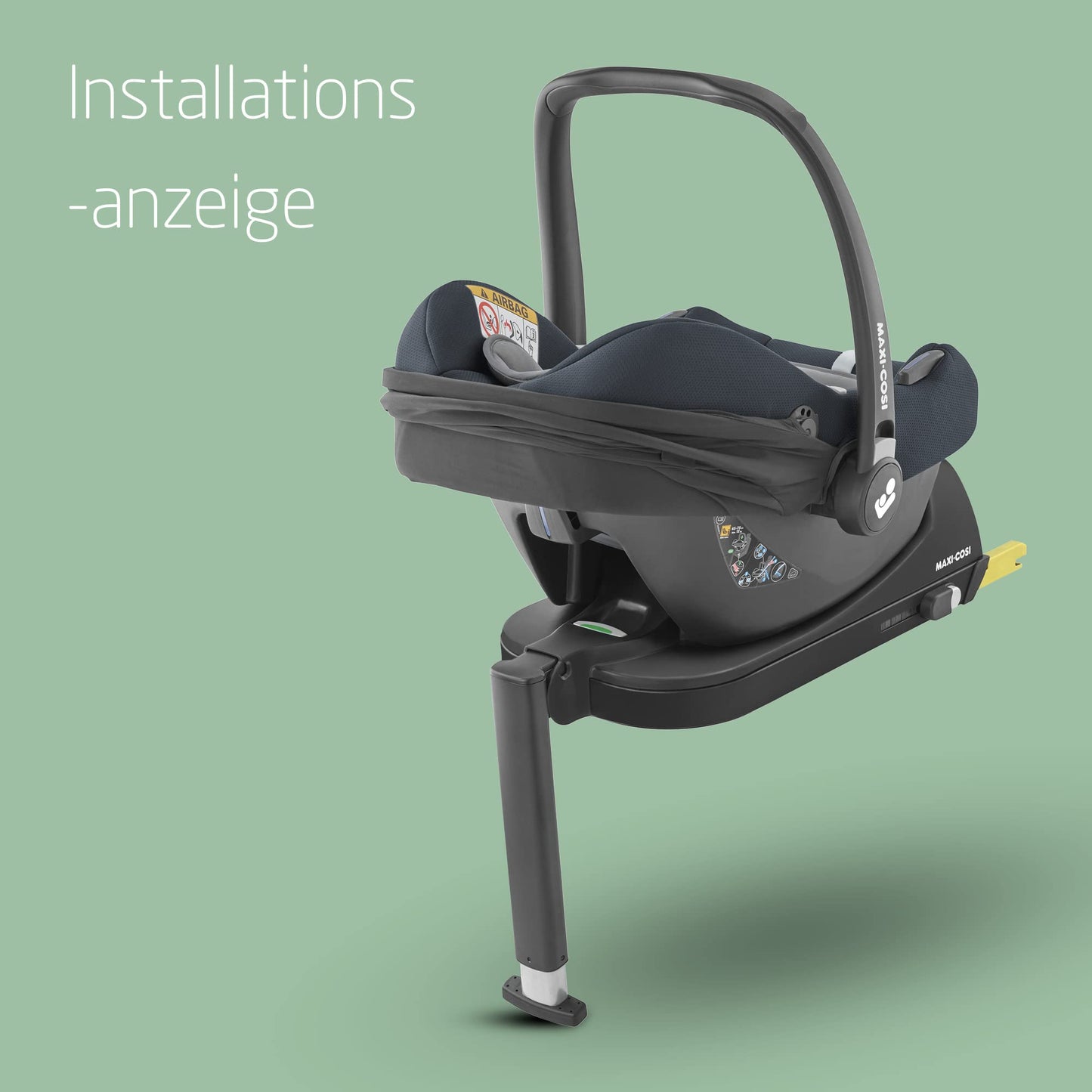 Maxi-Cosi CabrioFix i-Size, Babyschale, 0–12 Monate, max. 12 kg, leichter i-Size Kindersitz (3,2 kg), Sonnenverdeck, gepolsterter Sitz, für viele Maxi-Cosi Kinderwagen, Essential Black