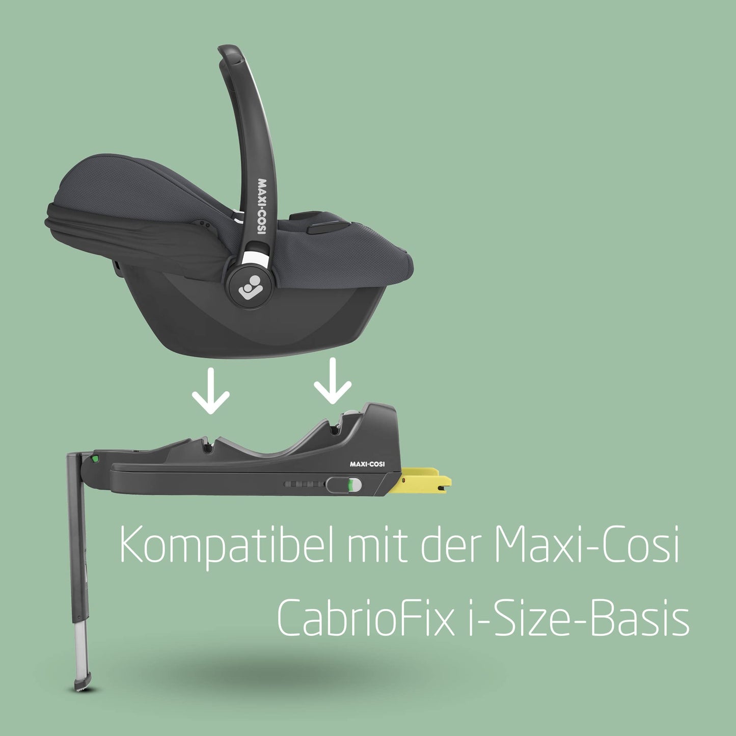 Maxi-Cosi CabrioFix i-Size, Babyschale, 0–12 Monate, max. 12 kg, leichter i-Size Kindersitz (3,2 kg), Sonnenverdeck, gepolsterter Sitz, für viele Maxi-Cosi Kinderwagen, Essential Black