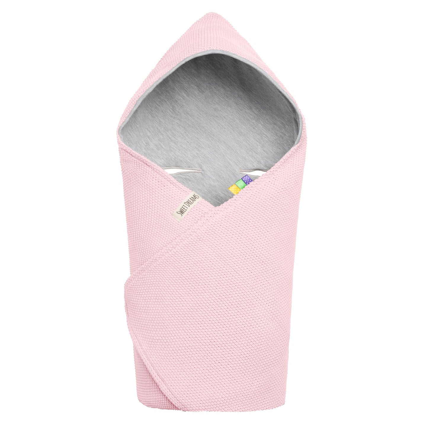 Mikos® Swaddling Blanket Baby Seat Autumn Winter GOTS Certified 100% Organic Cotton Knitted Blanket Cotton Blanket for Car Seat for Pushchairs e.g. Maxi Cosi 3 Point Belt (Grey)
