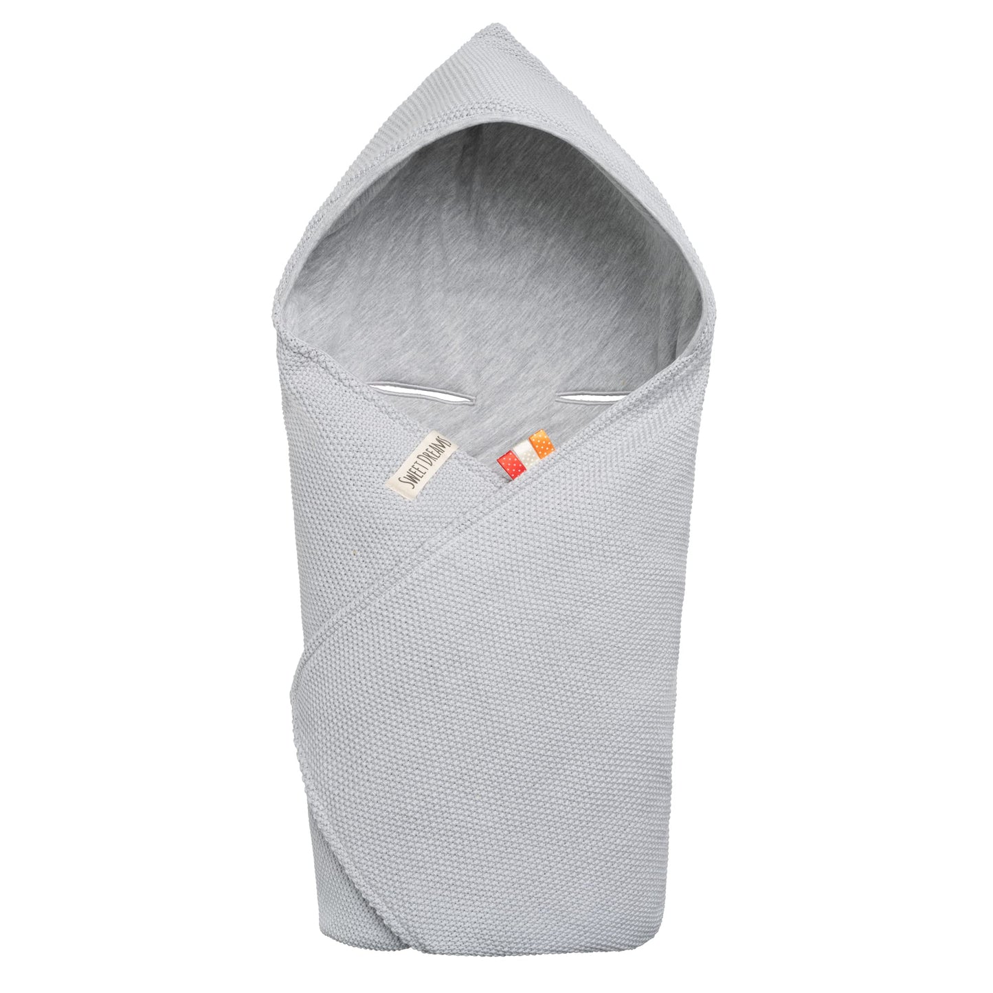 Mikos® Swaddling Blanket Baby Seat Autumn Winter GOTS Certified 100% Organic Cotton Knitted Blanket Cotton Blanket for Car Seat for Pushchairs e.g. Maxi Cosi 3 Point Belt (Grey)