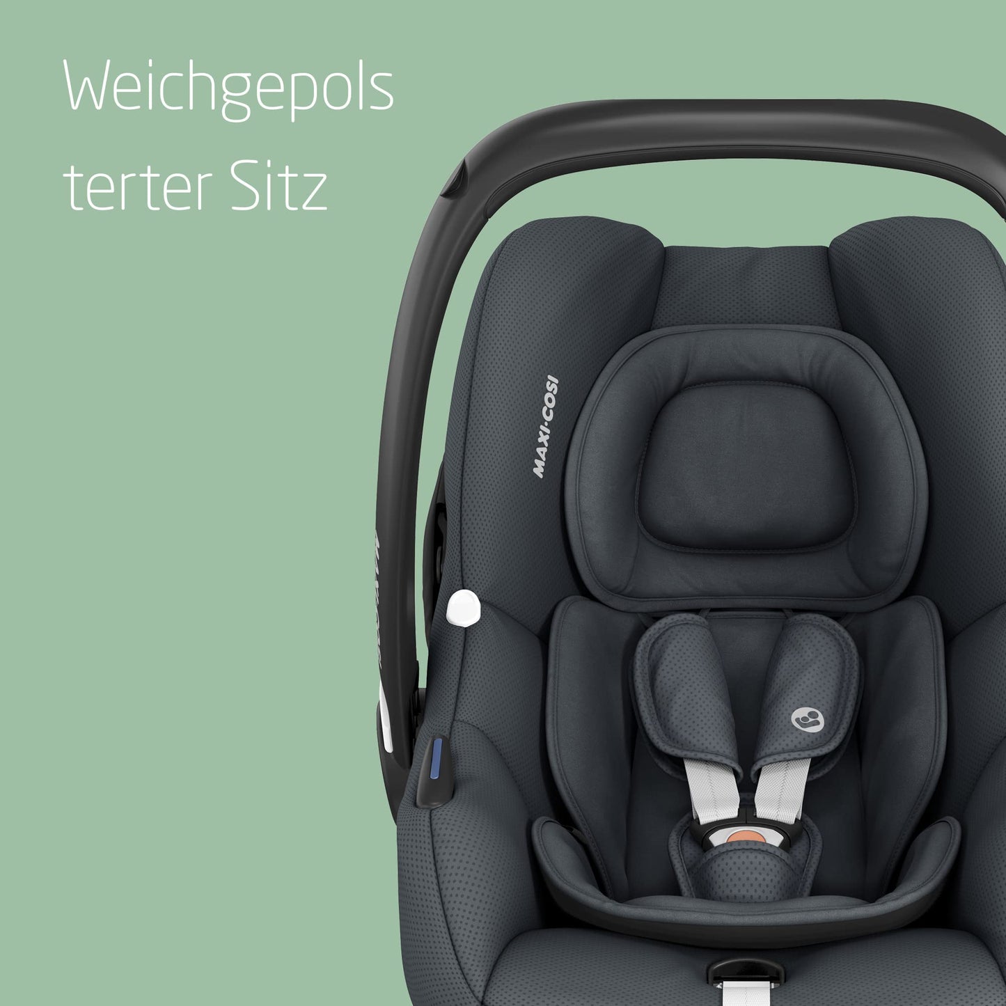 Maxi-Cosi CabrioFix i-Size, Babyschale, 0–12 Monate, max. 12 kg, leichter i-Size Kindersitz (3,2 kg), Sonnenverdeck, gepolsterter Sitz, für viele Maxi-Cosi Kinderwagen, Essential Black