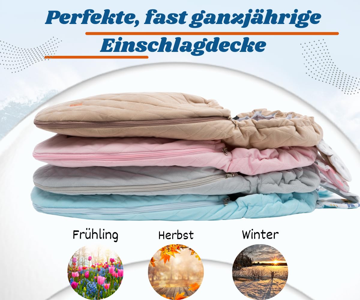 Mikos Swaddling Blanket Baby Seat Autumn Winter with Hood for Newborns for Child Seat Pram Car Seat e.g. for Maxi-Cosi, 3-Point Harness, Swaddling Bag for Babies, Child Car Seat (51