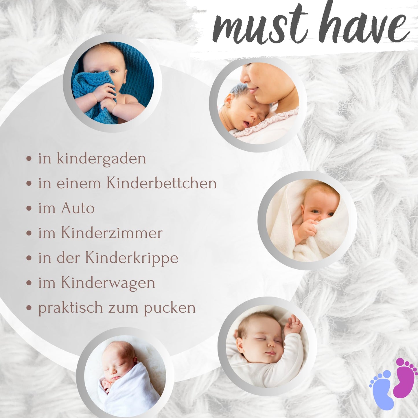 Mikos Babydecke GOTS 100% Bio Baumwolle-Weiche Strick Kuscheldecke Baumwolle-Warme Baumwolldecke für Neugeborene - Perfekt für Baby Erstausstattung - Vielseitige Baby Winterdecke (1043 Dunkelgrau)