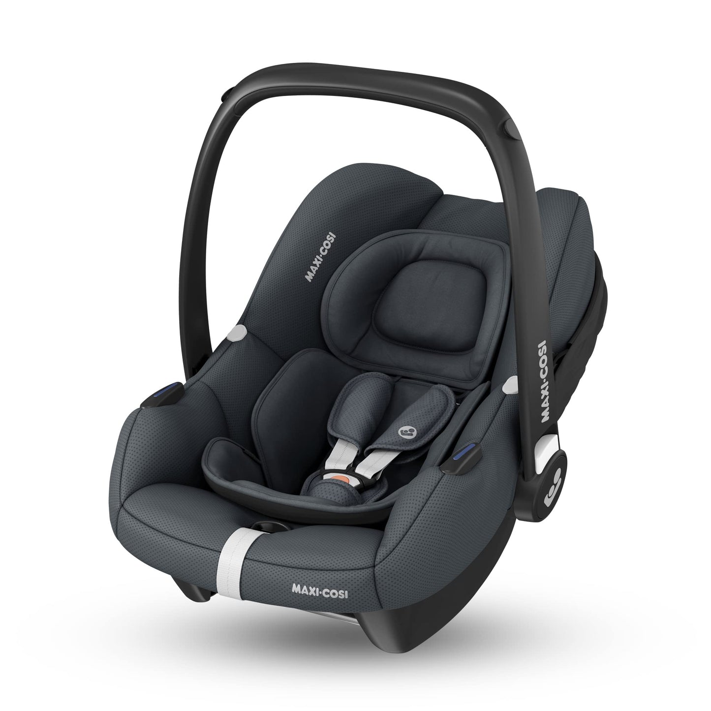 Maxi-Cosi CabrioFix i-Size, Babyschale, 0–12 Monate, max. 12 kg, leichter i-Size Kindersitz (3,2 kg), Sonnenverdeck, gepolsterter Sitz, für viele Maxi-Cosi Kinderwagen, Essential Black