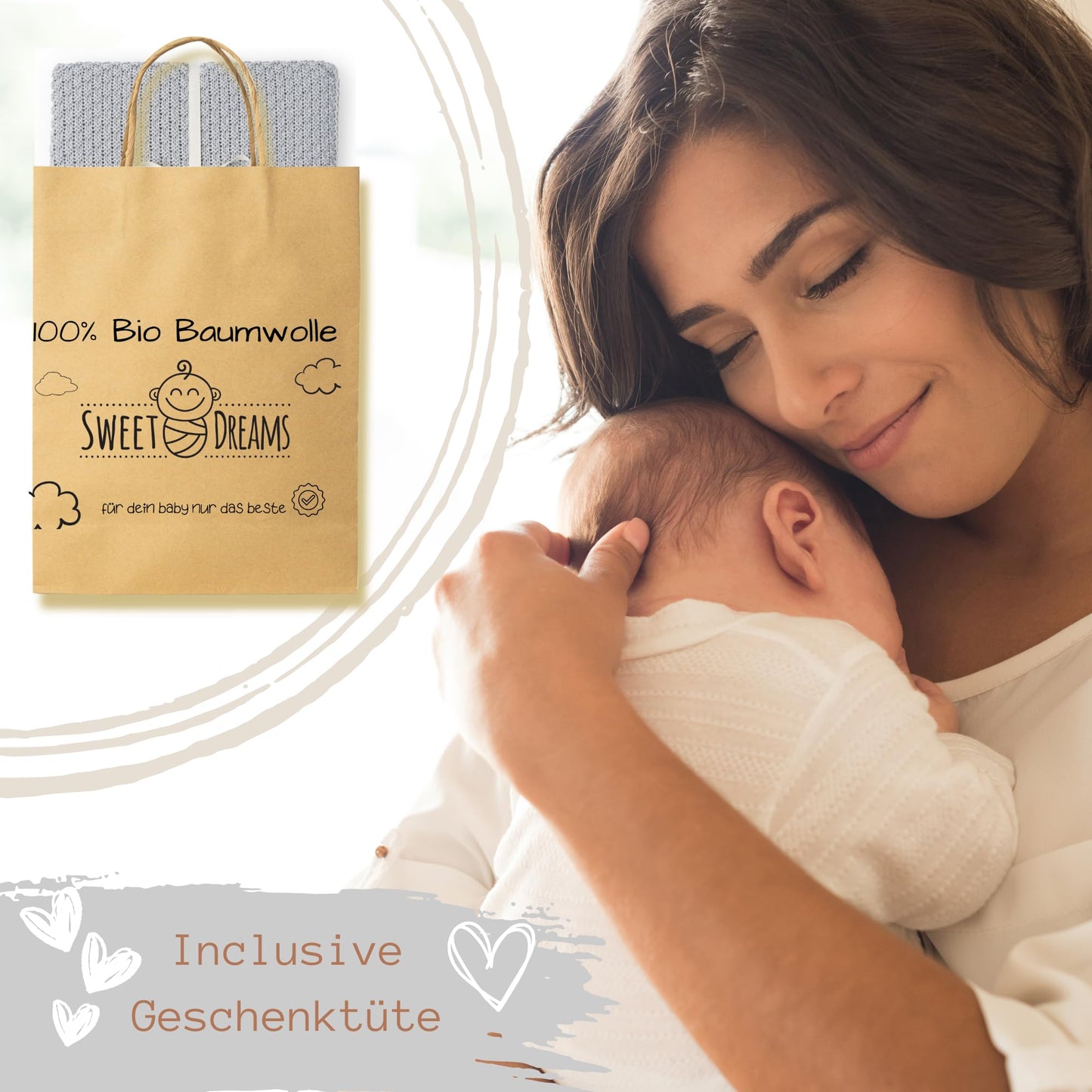 Mikos Babydecke GOTS 100% Bio Baumwolle-Weiche Strick Kuscheldecke Baumwolle-Warme Baumwolldecke für Neugeborene - Perfekt für Baby Erstausstattung - Vielseitige Baby Winterdecke (1043 Dunkelgrau)