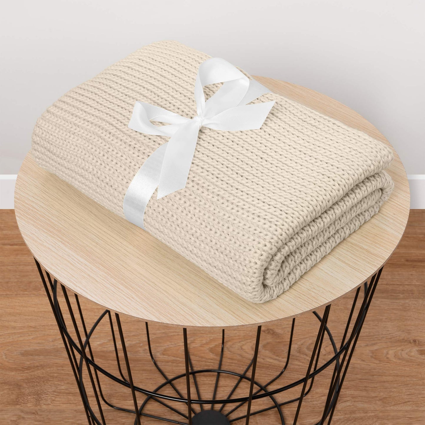 Mikos* Babydecke | Strickdecke | Ideal als Erstlingsdecke | Kuscheldecke | Kinderwagendecke 100x120cm (1004) (Beige)