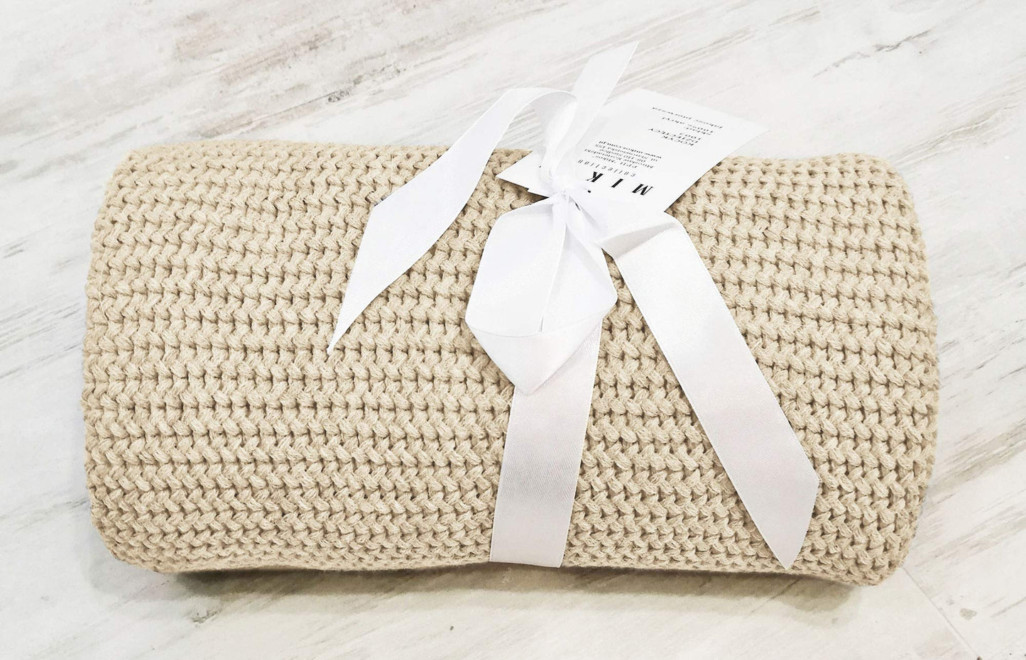 Mikos* Babydecke | Strickdecke | Ideal als Erstlingsdecke | Kuscheldecke | Kinderwagendecke 100x120cm (1004) (Beige)