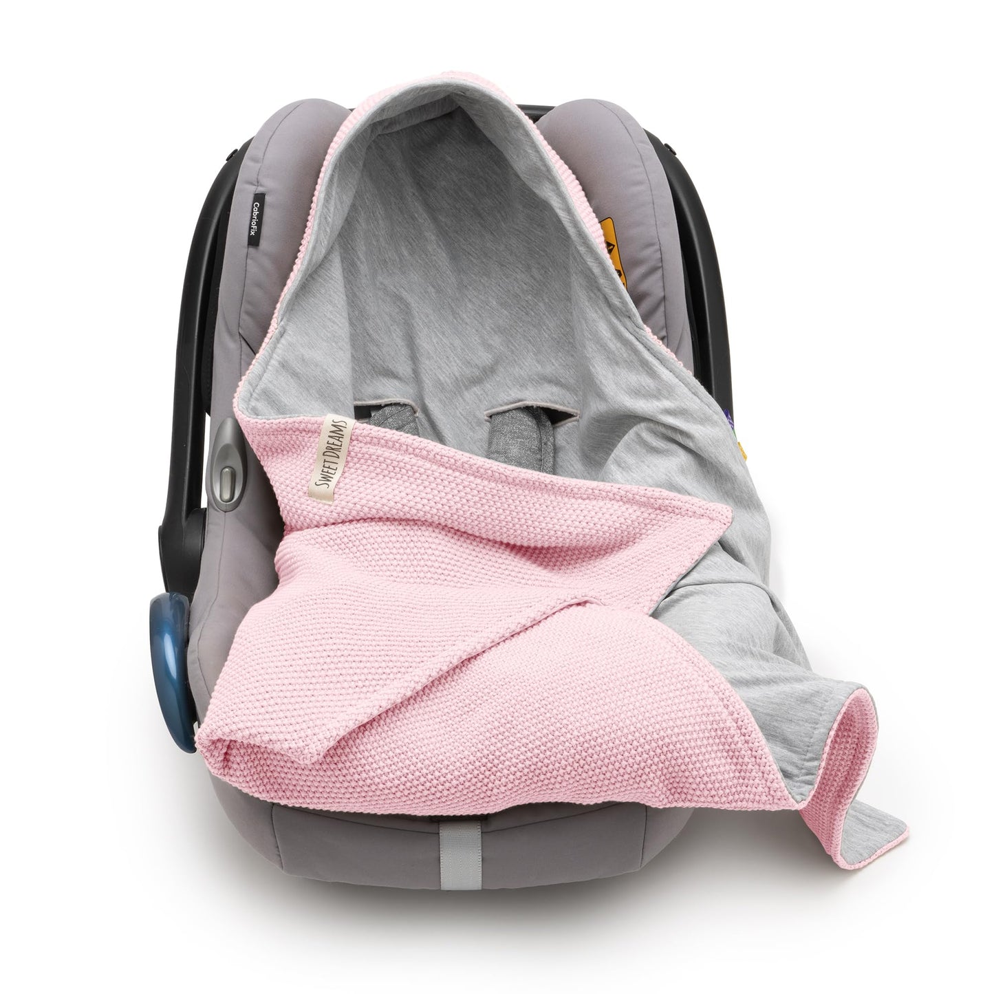 Mikos® Swaddling Blanket Baby Seat Autumn Winter GOTS Certified 100% Organic Cotton Knitted Blanket Cotton Blanket for Car Seat for Pushchairs e.g. Maxi Cosi 3 Point Belt (Grey)