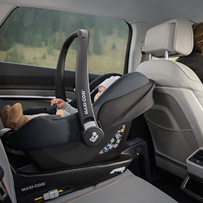 Maxi-Cosi CabrioFix i-Size, Babyschale, 0–12 Monate, max. 12 kg, leichter i-Size Kindersitz (3,2 kg), Sonnenverdeck, gepolsterter Sitz, für viele Maxi-Cosi Kinderwagen, Essential Black