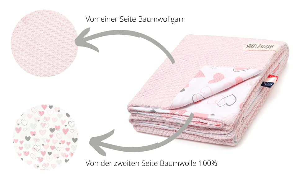 Mikos* Babydecke Leichte Sommer Baumwolle Kinderdecke ohne Füllung 100% Baumwolldecke für Mädchen Junge Neugeborenen Kinderwagen Babyschale Kuscheldecke 75x100 (1040)(Beige/Weiße Erbsen)