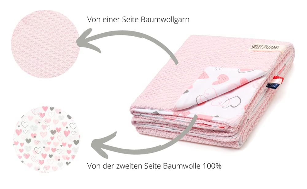 Mikos* Babydecke Leichte Sommer Baumwolle Kinderdecke ohne Füllung 100% Baumwolldecke für Mädchen Junge Neugeborenen Kinderwagen Babyschale Kuscheldecke 75x100 (1040)(Beige/Weiße Erbsen)
