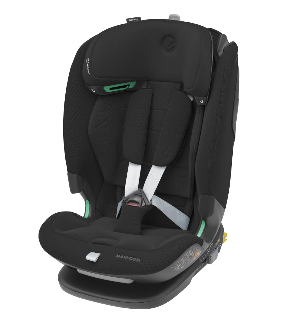 Maxi-Cosi Titan Pro² i-Size Kindersitz, 76 - 150 cm, 15 Monate-12 Jahre, G-CELL-Seitenaufprallschutz, Easy-in Gurtsystem, ClimaFlow, AirProtect-Sicherheitskissen, 4 Liegepositionen, Authentic Black