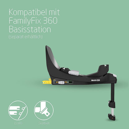 Maxi-Cosi FamilyFix 360 i-Size Base, Rotating Car Seat System, ISOFIX Station 360 Degrees, 0-4 Years (40-105 cm), FlexiSpin Rotation with One Hand, TravelSafe Rotation Control, Click & Go Black