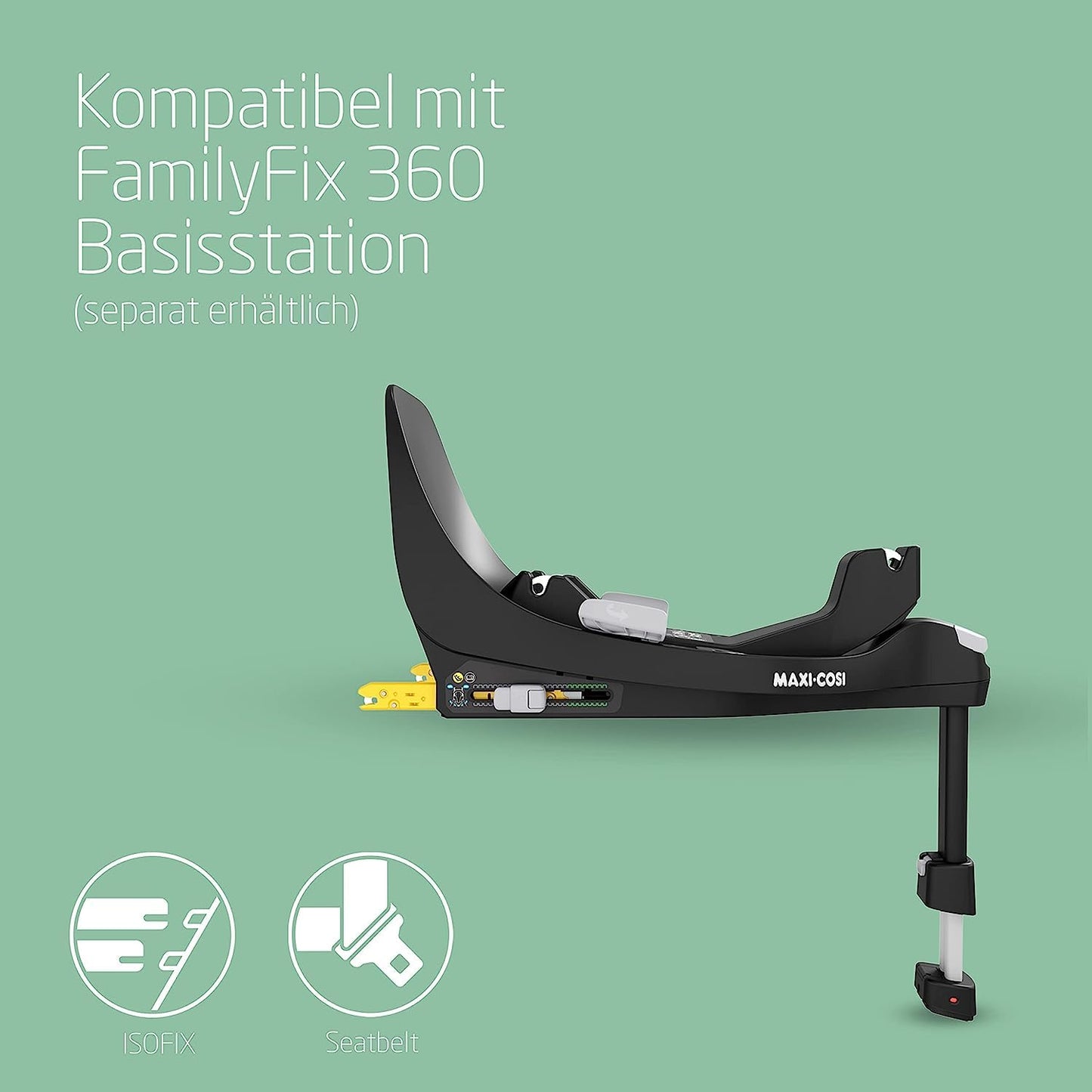 Maxi-Cosi FamilyFix 360 i-Size Base, Rotating Car Seat System, ISOFIX Station 360 Degrees, 0-4 Years (40-105 cm), FlexiSpin Rotation with One Hand, TravelSafe Rotation Control, Click & Go Black