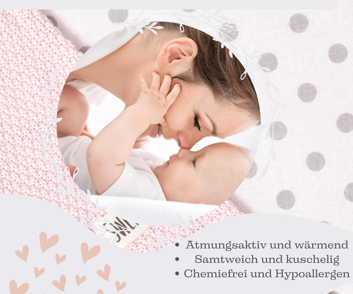 Mikos* Babydecke Leichte Sommer Baumwolle Kinderdecke ohne Füllung 100% Baumwolldecke für Mädchen Junge Neugeborenen Kinderwagen Babyschale Kuscheldecke 75x100 (1040)(Beige/Weiße Erbsen)