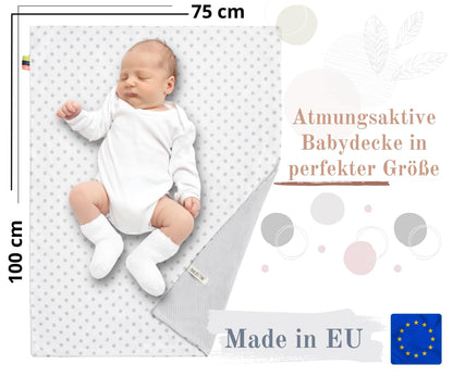 Mikos* Babydecke Leichte Sommer Baumwolle Kinderdecke ohne Füllung 100% Baumwolldecke für Mädchen Junge Neugeborenen Kinderwagen Babyschale Kuscheldecke 75x100 (1040)(Beige/Weiße Erbsen)