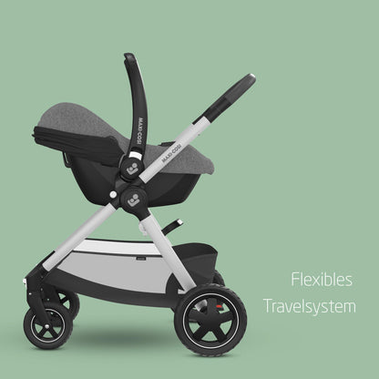 Maxi-Cosi CabrioFix i-Size, Babyschale, 0–12 Monate, max. 12 kg, leichter i-Size Kindersitz (3,2 kg), Sonnenverdeck, gepolsterter Sitz, für viele Maxi-Cosi Kinderwagen, Essential Black
