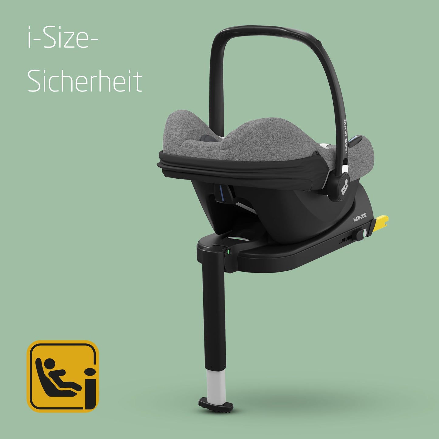 Maxi-Cosi CabrioFix i-Size, Babyschale, 0–12 Monate, max. 12 kg, leichter i-Size Kindersitz (3,2 kg), Sonnenverdeck, gepolsterter Sitz, für viele Maxi-Cosi Kinderwagen, Essential Black