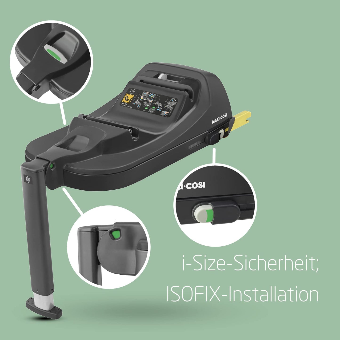 Maxi-Cosi CabrioFix i-Size, Babyschale, 0–12 Monate, max. 12 kg, leichter i-Size Kindersitz (3,2 kg), Sonnenverdeck, gepolsterter Sitz, für viele Maxi-Cosi Kinderwagen, Essential Black