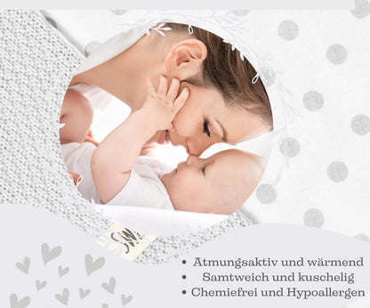 Mikos* Babydecke Leichte Sommer Baumwolle Kinderdecke ohne Füllung 100% Baumwolldecke für Mädchen Junge Neugeborenen Kinderwagen Babyschale Kuscheldecke 75x100 (1040)(Beige/Weiße Erbsen)