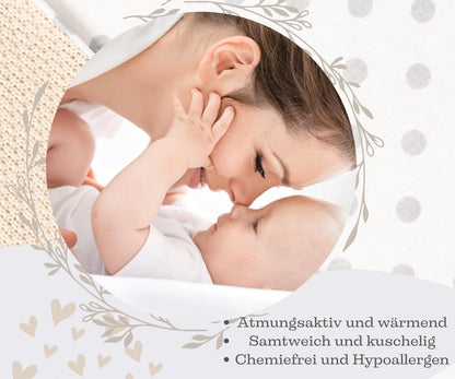 Mikos* Babydecke Leichte Sommer Baumwolle Kinderdecke ohne Füllung 100% Baumwolldecke für Mädchen Junge Neugeborenen Kinderwagen Babyschale Kuscheldecke 75x100 (1040)(Beige/Weiße Erbsen)