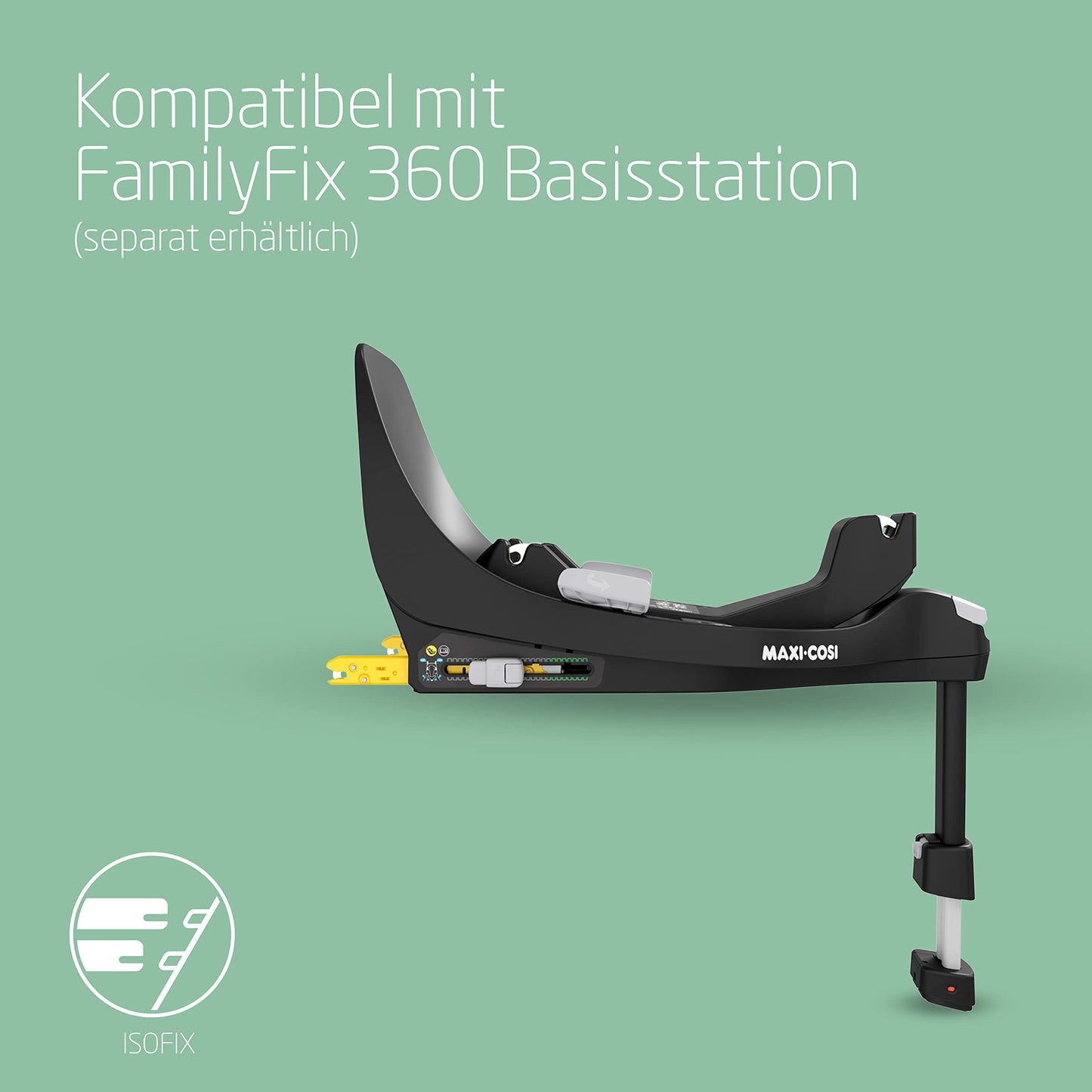 Maxi-Cosi FamilyFix 360 i-Size Base, Rotating Car Seat System, ISOFIX Station 360 Degrees, 0-4 Years (40-105 cm), FlexiSpin Rotation with One Hand, TravelSafe Rotation Control, Click & Go Black