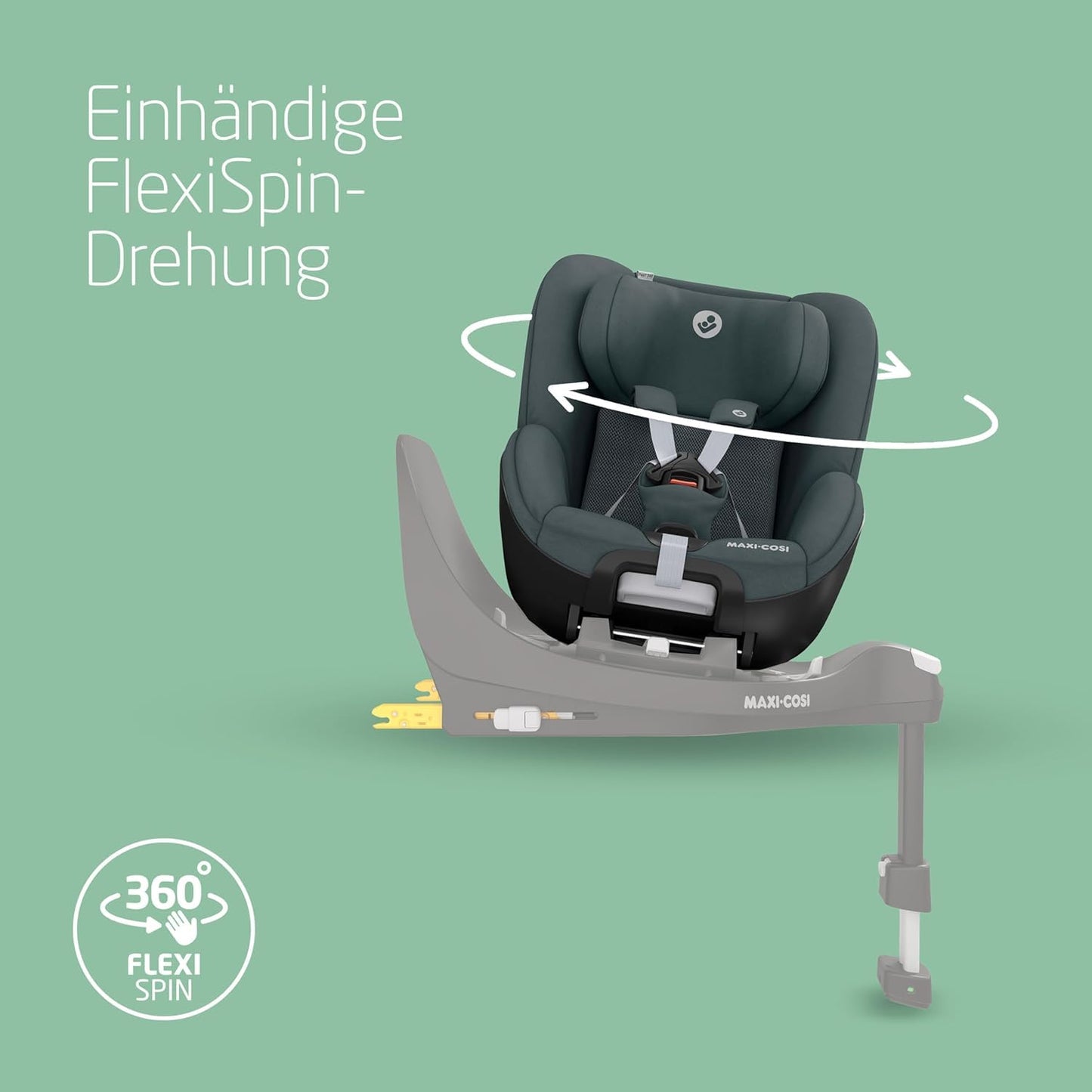Maxi-Cosi FamilyFix 360 i-Size Base, Rotating Car Seat System, ISOFIX Station 360 Degrees, 0-4 Years (40-105 cm), FlexiSpin Rotation with One Hand, TravelSafe Rotation Control, Click & Go Black