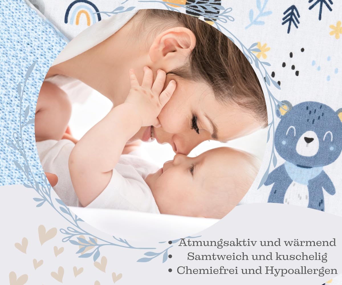 Mikos* Babydecke Leichte Sommer Baumwolle Kinderdecke ohne Füllung 100% Baumwolldecke für Mädchen Junge Neugeborenen Kinderwagen Babyschale Kuscheldecke 75x100 (1040)(Beige/Weiße Erbsen)