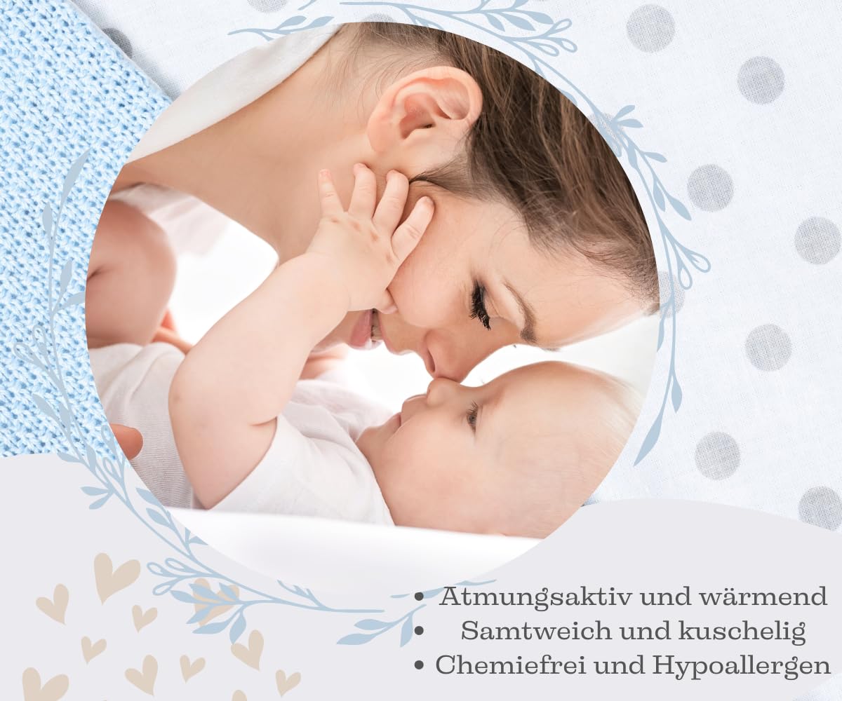 Mikos* Babydecke Leichte Sommer Baumwolle Kinderdecke ohne Füllung 100% Baumwolldecke für Mädchen Junge Neugeborenen Kinderwagen Babyschale Kuscheldecke 75x100 (1040)(Beige/Weiße Erbsen)