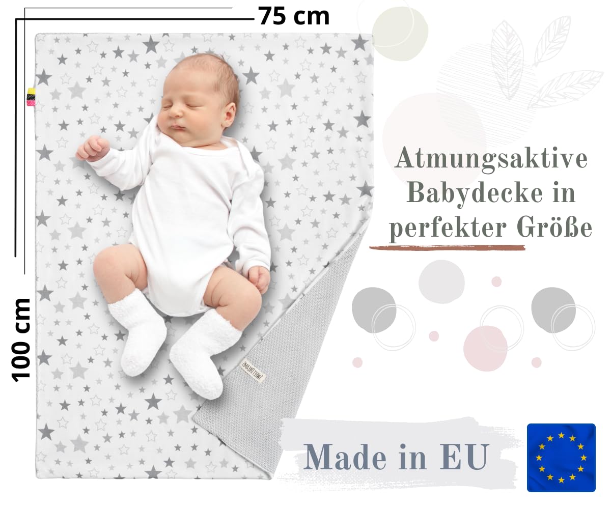 Mikos* Babydecke Leichte Sommer Baumwolle Kinderdecke ohne Füllung 100% Baumwolldecke für Mädchen Junge Neugeborenen Kinderwagen Babyschale Kuscheldecke 75x100 (1040)(Beige/Weiße Erbsen)