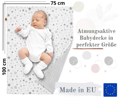 Mikos* Babydecke Leichte Sommer Baumwolle Kinderdecke ohne Füllung 100% Baumwolldecke für Mädchen Junge Neugeborenen Kinderwagen Babyschale Kuscheldecke 75x100 (1040)(Beige/Weiße Erbsen)