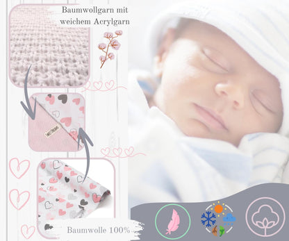 Mikos* Babydecke Leichte Sommer Baumwolle Kinderdecke ohne Füllung 100% Baumwolldecke für Mädchen Junge Neugeborenen Kinderwagen Babyschale Kuscheldecke 75x100 (1040)(Beige/Weiße Erbsen)