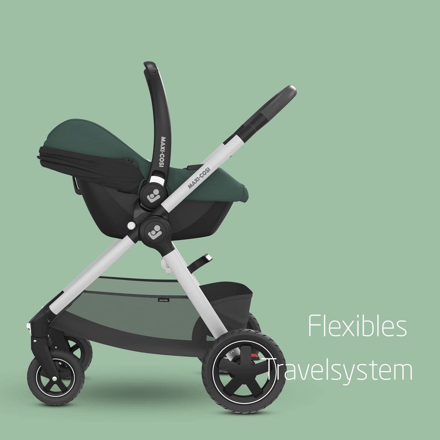 Maxi-Cosi CabrioFix i-Size, Babyschale, 0–12 Monate, max. 12 kg, leichter i-Size Kindersitz (3,2 kg), Sonnenverdeck, gepolsterter Sitz, für viele Maxi-Cosi Kinderwagen, Essential Black