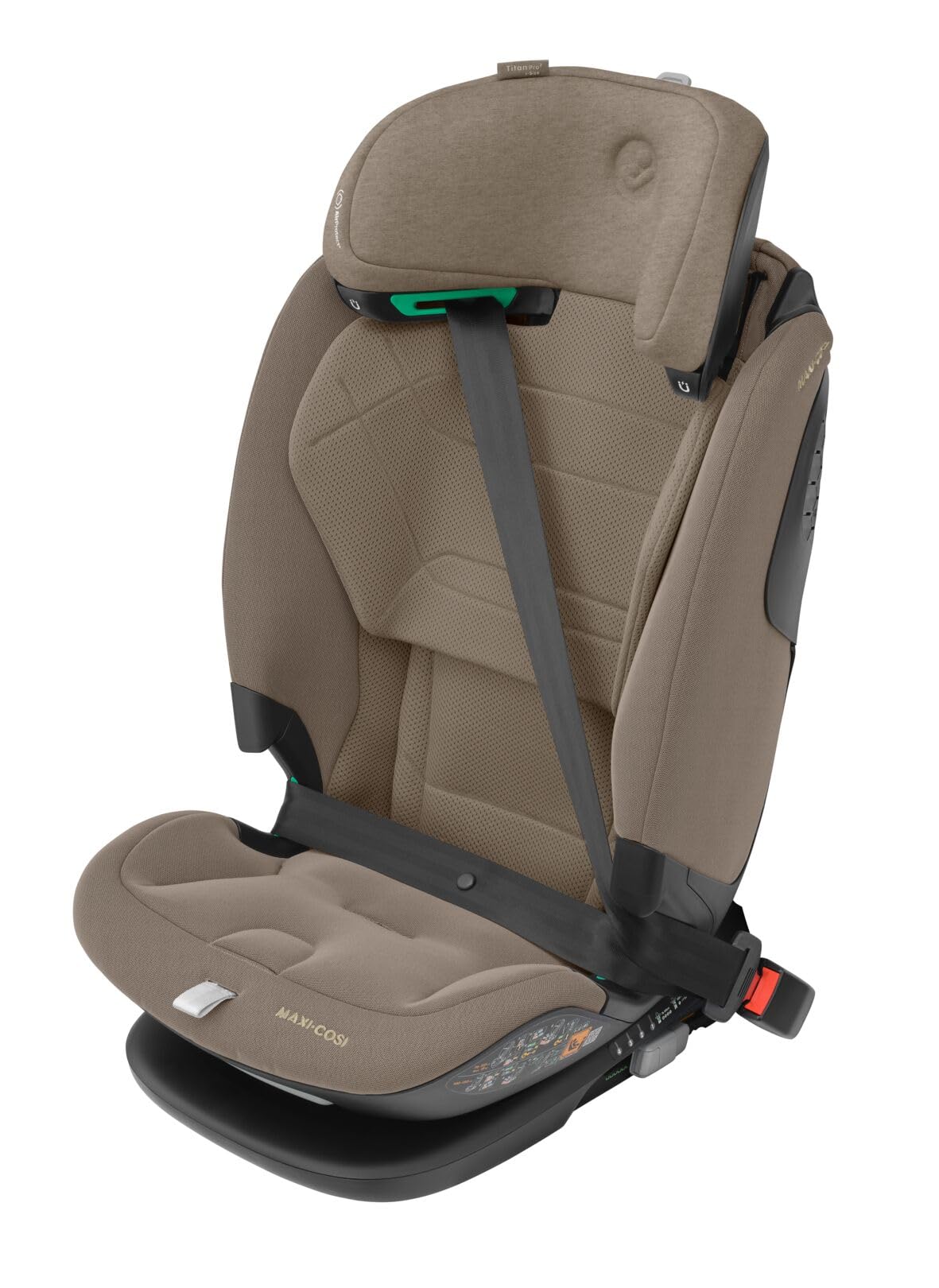 Maxi-Cosi Titan Pro² i-Size Kindersitz, 76 - 150 cm, 15 Monate-12 Jahre, G-CELL-Seitenaufprallschutz, Easy-in Gurtsystem, ClimaFlow, AirProtect-Sicherheitskissen, 4 Liegepositionen, Authentic Black