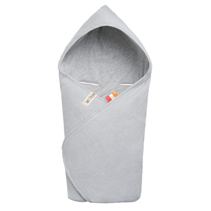 Mikos® Swaddling Blanket Baby Seat Autumn Winter GOTS Certified 100% Organic Cotton Knitted Blanket Cotton Blanket for Car Seat for Pushchairs e.g. Maxi Cosi 3 Point Belt (Grey)