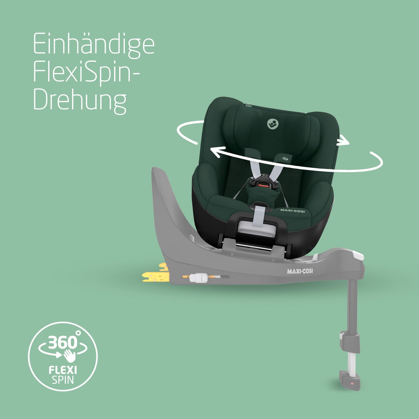 Maxi-Cosi FamilyFix 360 i-Size Base, Rotating Car Seat System, ISOFIX Station 360 Degrees, 0-4 Years (40-105 cm), FlexiSpin Rotation with One Hand, TravelSafe Rotation Control, Click & Go Black