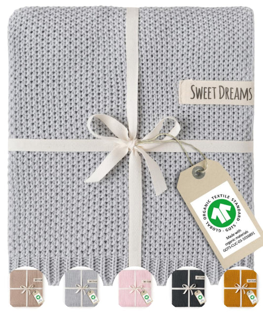Mikos Babydecke GOTS zert. 100% Bio Baumwolle Strickdecke Baumwolldecke Warme Decke Kuscheldecke Mädchen, Jungen Baby Erstausstattung Für Neugeborene (1044) (Rosa)