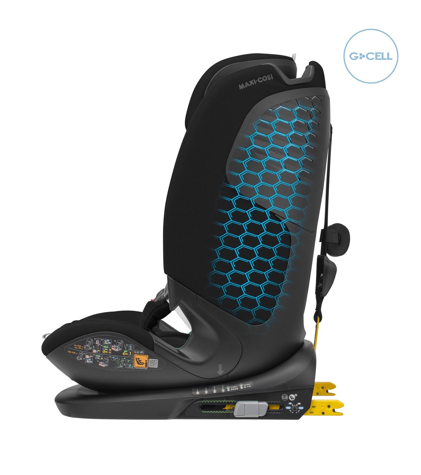 Maxi-Cosi Titan Pro² i-Size Kindersitz, 76 - 150 cm, 15 Monate-12 Jahre, G-CELL-Seitenaufprallschutz, Easy-in Gurtsystem, ClimaFlow, AirProtect-Sicherheitskissen, 4 Liegepositionen, Authentic Black