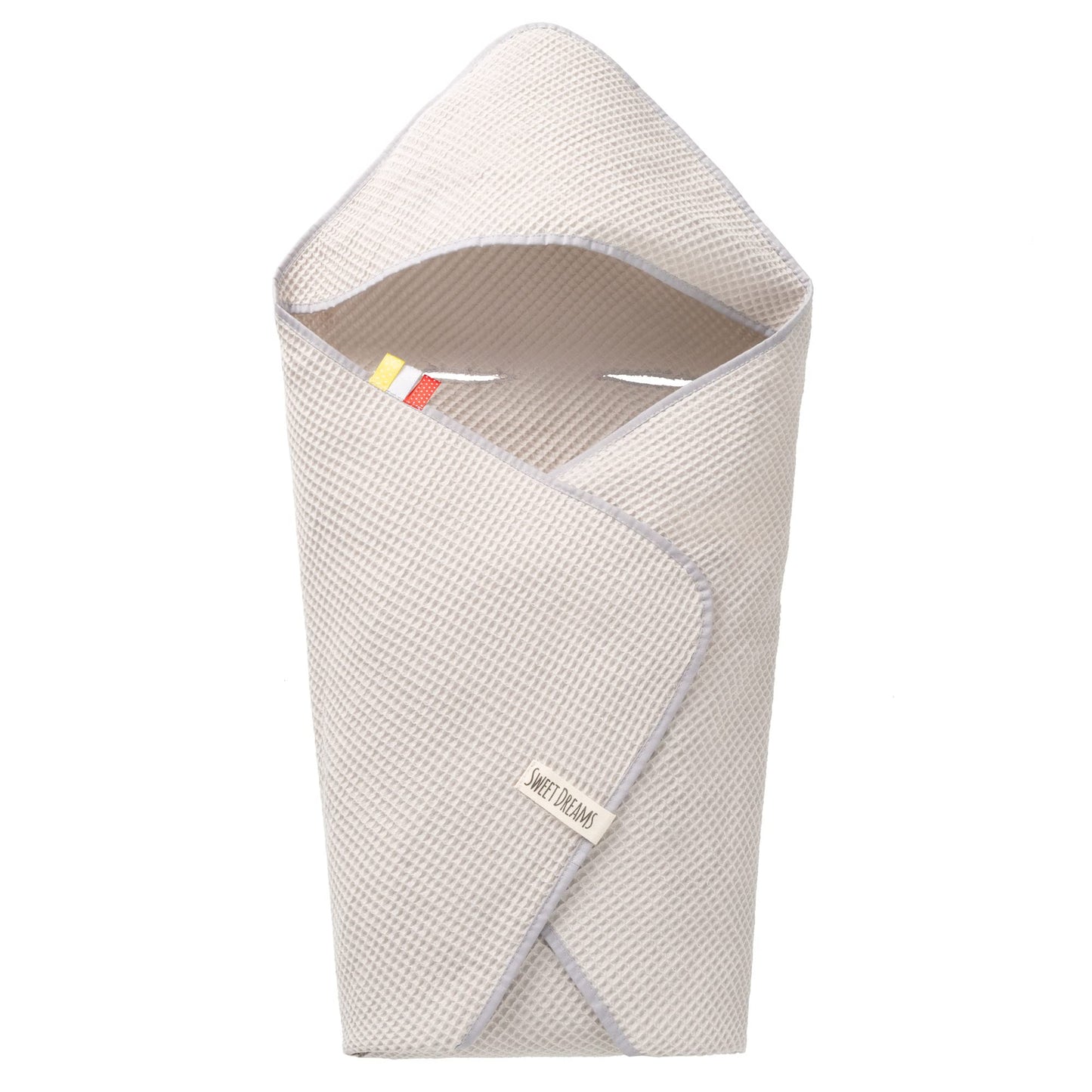 Swaddling Blanket Made of Waffle Fabric for Summer 100% Cotton Baby Blanket for Car Seat Cuddly Blanket for Prams Buggies e.g. Maxi Cosi Pink Beige 3 Point Strap (38) (Linen)