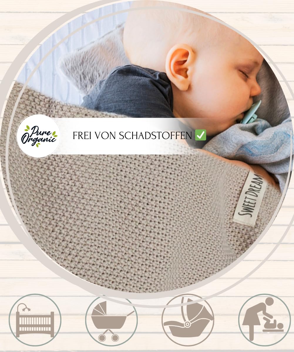 Mikos Babydecke GOTS zert. 100% Bio Baumwolle Strickdecke Baumwolldecke Warme Decke Kuscheldecke Mädchen, Jungen Baby Erstausstattung Für Neugeborene (1044) (Rosa)