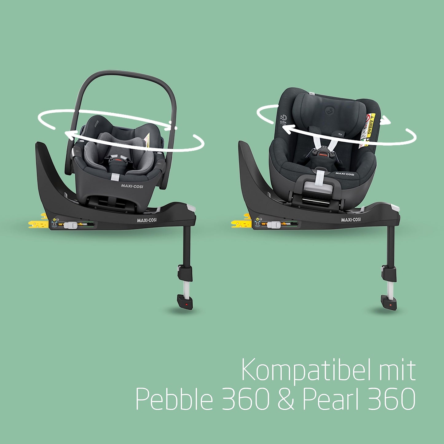 Maxi-Cosi FamilyFix 360 i-Size Base, Rotating Car Seat System, ISOFIX Station 360 Degrees, 0-4 Years (40-105 cm), FlexiSpin Rotation with One Hand, TravelSafe Rotation Control, Click & Go Black