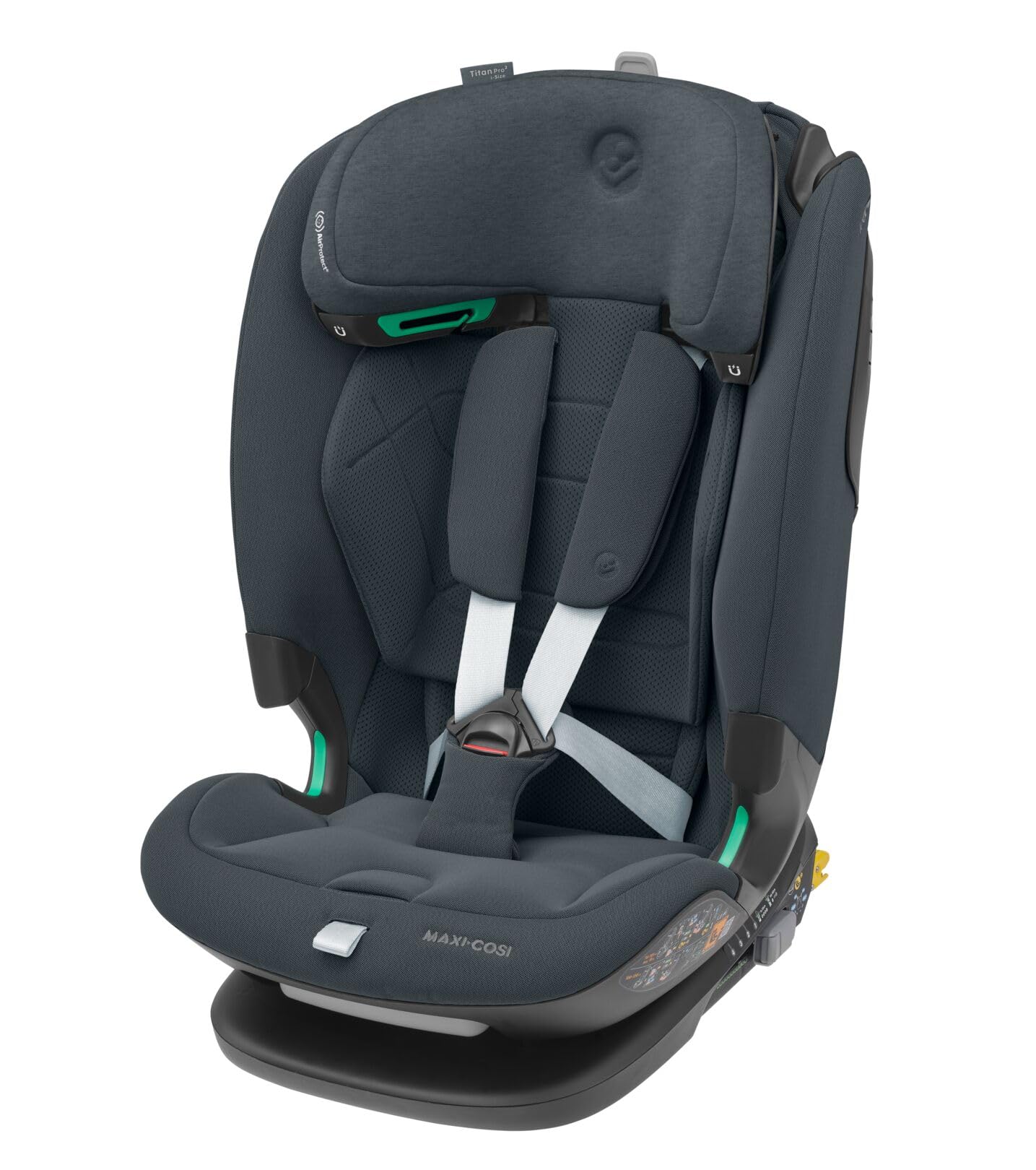 Maxi-Cosi Titan Pro² i-Size Kindersitz, 76 - 150 cm, 15 Monate-12 Jahre, G-CELL-Seitenaufprallschutz, Easy-in Gurtsystem, ClimaFlow, AirProtect-Sicherheitskissen, 4 Liegepositionen, Authentic Black