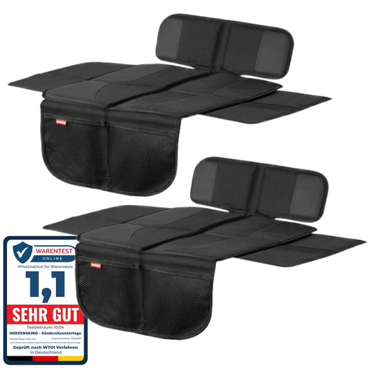 HerzensKind Premium Kindersitzunterlage, der Beste Schutz für Ihre Autositze, universeller Autositzschoner für Textil- und Ledersitze, ISOfix geeigneter Sitzschoner für alle Kindersitze (S (2-Pack))