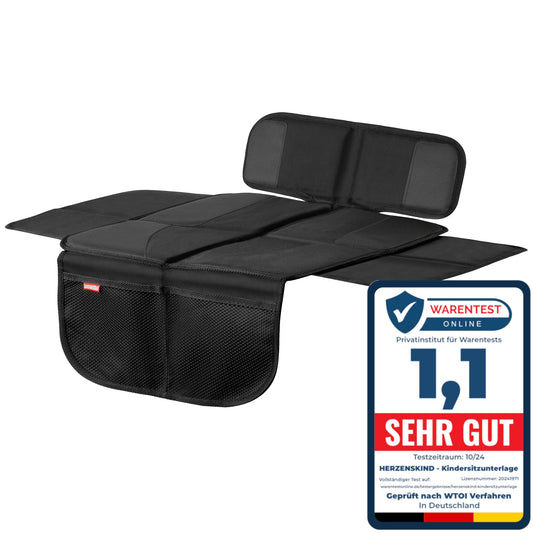 HerzensKind Premium Kindersitzunterlage, der Beste Schutz für Ihre Autositze, universeller Autositzschoner für Textil- und Ledersitze, ISOfix geeigneter Sitzschoner für alle Kindersitze (S (2-Pack))