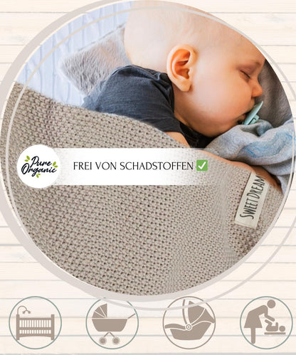 Mikos Babydecke GOTS zert. 100% Bio Baumwolle Strickdecke Baumwolldecke Warme Decke Kuscheldecke Mädchen, Jungen Baby Erstausstattung Für Neugeborene (1044) (Rosa)