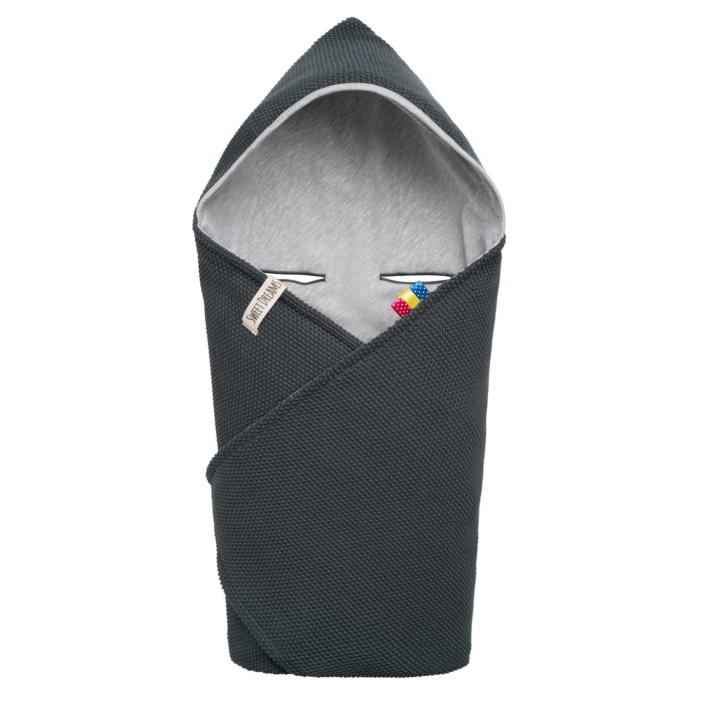 Mikos® Swaddling Blanket Baby Seat Autumn Winter GOTS Certified 100% Organic Cotton Knitted Blanket Cotton Blanket for Car Seat for Pushchairs e.g. Maxi Cosi 3 Point Belt (Grey)