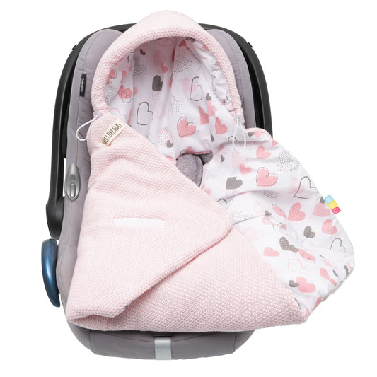 Baby Einschlagdecke Babyschale Winter Strickdecke Kinderwagendecke Fußsack Baby 100% Baumwolle mit Füllung Universal für Kinderwagen Buggys Frühling Maxi Cosi 3 Punkt Gurt Beige Grau(39) (Senfgelb)